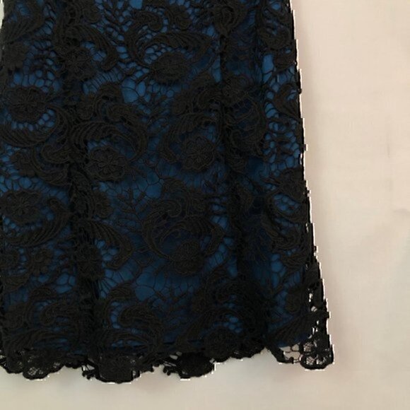 URBAN OUTFITTERS PINS NEEDLES Blue Black Crochet Lace Strapless Party Dress 2 - Picture 2 of 6